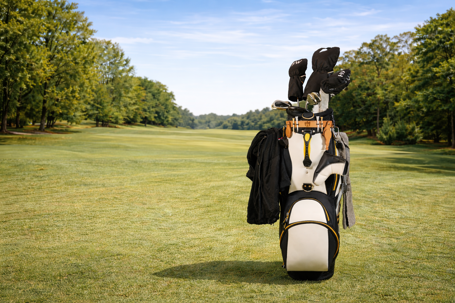 Golf Bag mit Birdie Belt auf dem Golfplatz
